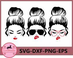 60 Off Messy Bun Svg Face Girl With Lashes Svg Mom Life Etsy Mom Life Messy Bun Svg