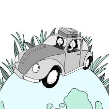 Girls Traveling In Car On The World Gif Illustration Muchable Travel Illustration Illustration Pattern Illustration