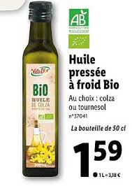 Offre Huile Pressee A Froid Bio Chez Lidl
