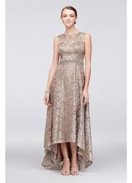 Sequined Lace High Low Dress With Beaded Waist David S Bridal Sparkly Bridesmaid Dress Short Bridesmaid Dresses Necklines For Dresses