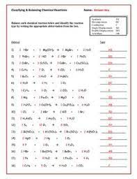 Classification of matter worksheet with answers. Classifying And Balancing Chemical Reactions Worksheet Chemistry Worksheets Chemical Reactions Teaching Chemistry