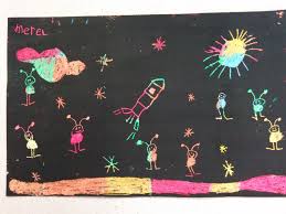 Ruimte Tekening Van Wasco En Dekzwart Thema Oliepastels Knutselen
