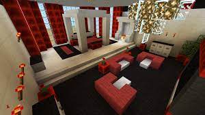 minecraft red black bed fire lighting room furniture curtains chandelier minecraft house designs minecraft room minecraft home ideas