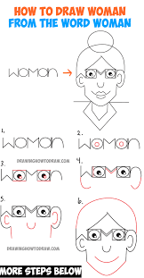 How To Draw A Cartoon Woman From The Word Woman Easy Word Fun Drawing Tutorial For Kids How To Draw Step By Step Drawing Tutorials Learn how to draw a cute / chibi version of the old man, carl, from disney pixar's up.