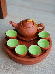 Ấm chén pha trà gốm tử sa, bộ trà màu đất, bộ ấm chén gốm bát tràng |  Lazada.vn