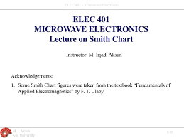 Elec 401 Microwave Electronics Lecture On Smith Chart Ppt