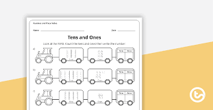 Students are asked to write the expanded form of two numbers and then determine the total amount in this free printable place value worksheet. Tens And Ones Mab Worksheet Teaching Resource Teach Starter