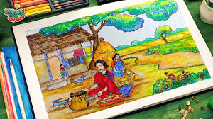Village Scenery Drawing Village Women Winter Pitha Making Drawing Tuto Scenery Drawing For Kids Oil Pastel Colours Art Drawings For Kids In this more advanced tutorial, patrick j jones will show you how to draw a figure with a feeling of energy and movement.