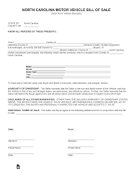 Free North Carolina Motor Vehicle Bill Of Sale Form Sfn