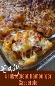Easy 4 Ingredient Hamburger Casserole A Quick On The Go Recipe That Is Filling And Family Friendly Great H Beef Recipes Easy Easy Meals Easy Casserole Recipes