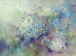 夢色水彩画 アジサイ 水彩 紫陽花 イラスト 水彩 花