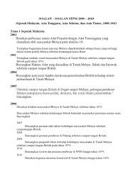 Sistem pentadbiran kolonial di tanah melayu. Soalan Stpm 2000 2010 Sejarah Malaysia Asia