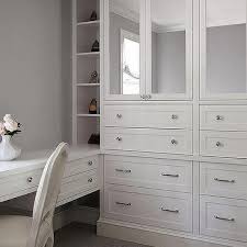 This dressing room carries a masculine look with walnut woods. Gray Dressing Rooms Design Ideas