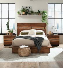South shore tao queen platform bed, 60 on legs, gray oak. Winslow Live Edge King Platform Bed In Smokey Walnut Coaster Furniture 223250