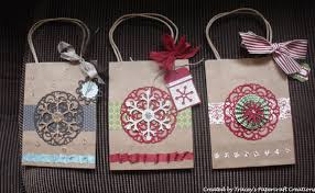 Decorated Bought Brown Paper Bags Tracey S Papercraft Creations Decorated Gift Bags Christmas Gift Bags Brown Paper Bag