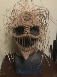 Begin by creating the eyes for the mask. Last Minute Scarecrow Burlap Scarecrow Mask Burlap Halloween Scarecrow Mask Classic Horror Movies Monsters