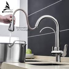 This faucet works great , and am happy to have this as my first delta faucet purchase. Buy Wanfan Kitchen Sink Faucet With Pull Down Sprayer 2 Handle 3 In 1 Water Filter Purifier Faucets Brushed Nickel 0195sn Online In Indonesia B07mnjpqhf