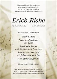 Traueranzeigen von Erich Riske