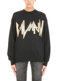 Balmain Black And Gold T Shirt Balmain Metallic Logo Sweatshirt In Black Modesens Heavy Sweatshirts Sweatshirts Round Neck Sweatshirts