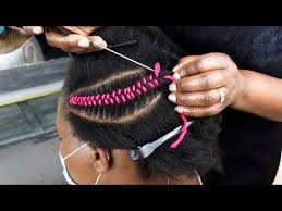 When your hair is wet, do not match the hair extensions color the your hair color, because wet hair always looks darker than normal. Ultimate Tutorial Needle Yarn Cornrows Stitching And Undoing Must Watch Youtube Yarn Braids Styles Hair Threading Natural Hair Styles Easy