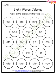 course english general preschool topic sight word coloring worksheets