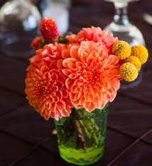Simple Low Dahlia Arrangement Flower Arrangements Flower Bouquet Wedding Dahlia Centerpiece Wedding
