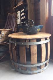 A Gorgeous Statement Piece In Any Home Our Side Table Is Crafted From Various Parts Of A French Oak Wine Wine Barrel Furniture Barrel Decor Wine Barrel Decor