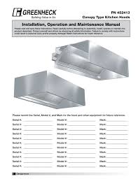 greenheck fan 452413 ventilation hood user manual manualzz com