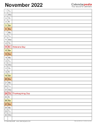 November 2022 Calendar Templates For Word Excel And Pdf