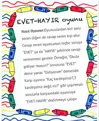 Evet Hayir Oyunu Evde Egitim Rehber Ogretmen Sinif Idaresi