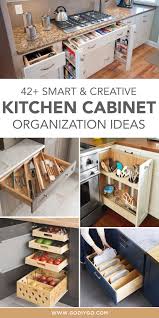 44 Smart Kitchen Cabinet Organization Ideas Godiygo Com In 2020 Cottage Kitchen Cabinets Kitchen Cabinet Organization Country Kitchen Cabinets