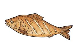 Fried fish cliparts · cooked fish on a plate · fish dinner pictures clip art · fish being cooked clipart · cartoon picture of fish fry · cooking a fish clipart . Bbq Grilled Whole Fish Top View Vintage Color Vector Engraving Stock Vector Illustration Of Prepared View 131917486