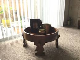 Indian Grinder Table Indian Chakki Table Carved Wood Table Round Table Coffee Table Centre Table Accent Coffee Table Wood Coffee Table Coffee Table White