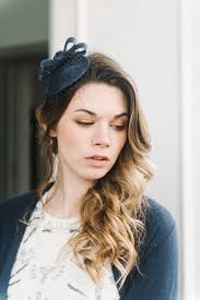 Navy Vintage Inspired Cocktail Hat Fascinator With Veiling