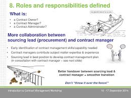 Coordinating interfaces between incident management and other ensuring that the design of all processes, roles, responsibilities and documentation is regularly reviewed and audited for efficiency, effectiveness. Ppt Introduction To Contract Management Framework Workshop Powerpoint Presentation Id 6156122