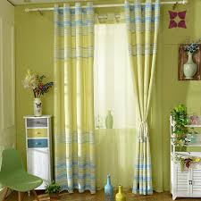 Light Green Plaid Print Cotton And Linen Bedroom Curtains