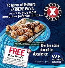 Free Chocolate Pow Pows With 20 Spent At Extreme Pizza Food Coupons Chocolate