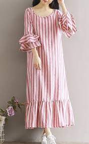 women loose fitting over plus size stripes dress long maxi tunic robe casual long striped dress long dress casual striped dress