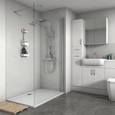 Check spelling or type a new query. Splashwall Gloss White Tile Effect Shower Panel H 2420mm W 1200mm T 3mm Diy At B Q