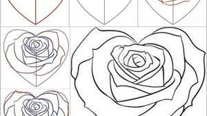 The artist describes this rose as graceful, and this is achieved through the use of gently. Drawing Heart Rose Drawing Easy Step By Step