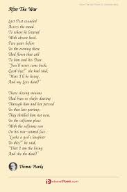 Write your comment about last post poem by william ernest henley. After The War Poem By Thomas Hardy