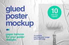 Glued Poster Mockup Collection Poster Mockup Stationery Mockup Mockup