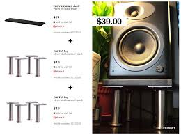 Hi Guys Here 39 S Another Mini Diy Project For Cheepskates Enjoy Edit I Forgot To Add Some Sawing Is Needed Speaker Stands Speaker Stands Diy Diy Desktop