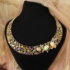 Buy gold necklaces for women, 14k gold plated layering necklace paperclip link choker chain necklace personalized layered necklaces for women disc initial pendant a layered gold necklaces for women and other chains at amazon.com. Buy Multicoloured 18k Gold Choker Necklace Earrings Set Online