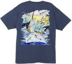 Guy Harvey Island Marlin Men S Back Print Tee W Pocket In Hot Pink Orange Navy Blue Denim Blue Or White Guy Harvey Guy Harvey Shirts Printed Tees