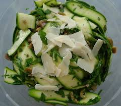 Raw Zucchini Salad With Olives And Pecorino From Alexis Stewart S Blog Raw Zucchini Salad Zucchini Salad Eat Salad
