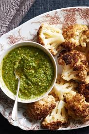 Whole Roasted Cauliflower With Almond Herb Sauce Recipe Recipe Whole Roasted Cauliflower Herb Sauce Recipe Roasted Cauliflower