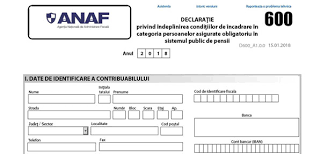 Declaratia 600 „declaraţie privind venitul asigurat la sistemul public de pensii se completează şi se depune de următoarele categorii de contribuabili formularul pentru declaratia 600 in format pdf, actualizat la zi, poate fi descarcat de pe pagina descarca declaratii fiscale , aflata in meniul superior. Declaratia 600 Pentru Anul 2018 Cine Depune Categorii Venituri Termen