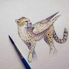Winged Cheetah Drawing Cheetah Drawing Big Cats Drawing Animal Sketches