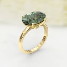 5.5ct Natural Green Amethyst Oval Solitaire Ring - East West Horizontal  Setting, Knife Edge Band, 14K18K Gold, 4 Prong Engagement - Etsy